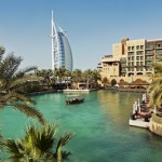 Burj Al Arab hotel at a distance in Dubai, United Arab Emirates
